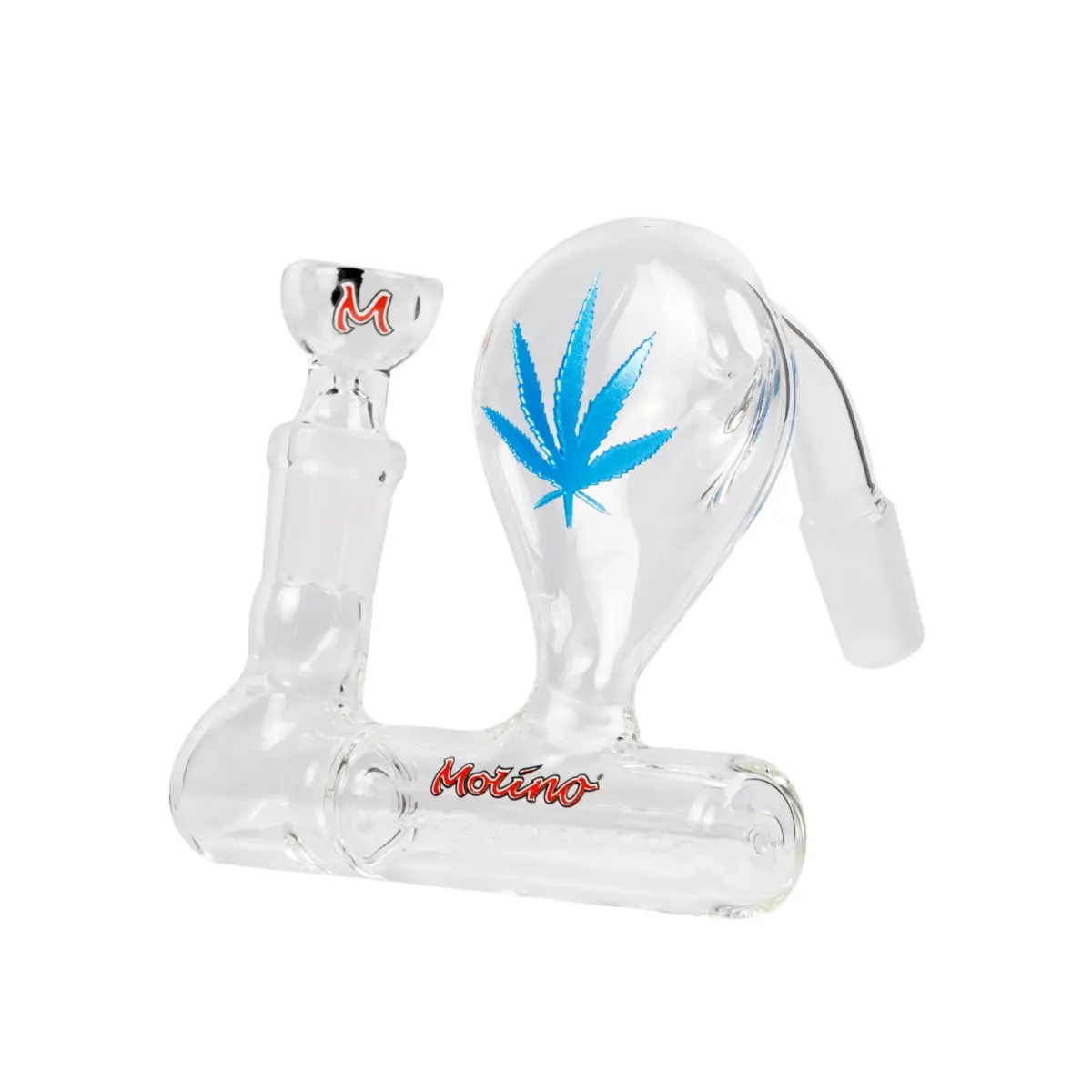 MolinoGlass | Blue Stemless Inline Pre-Cooler with Engraved Leaf - Image 1