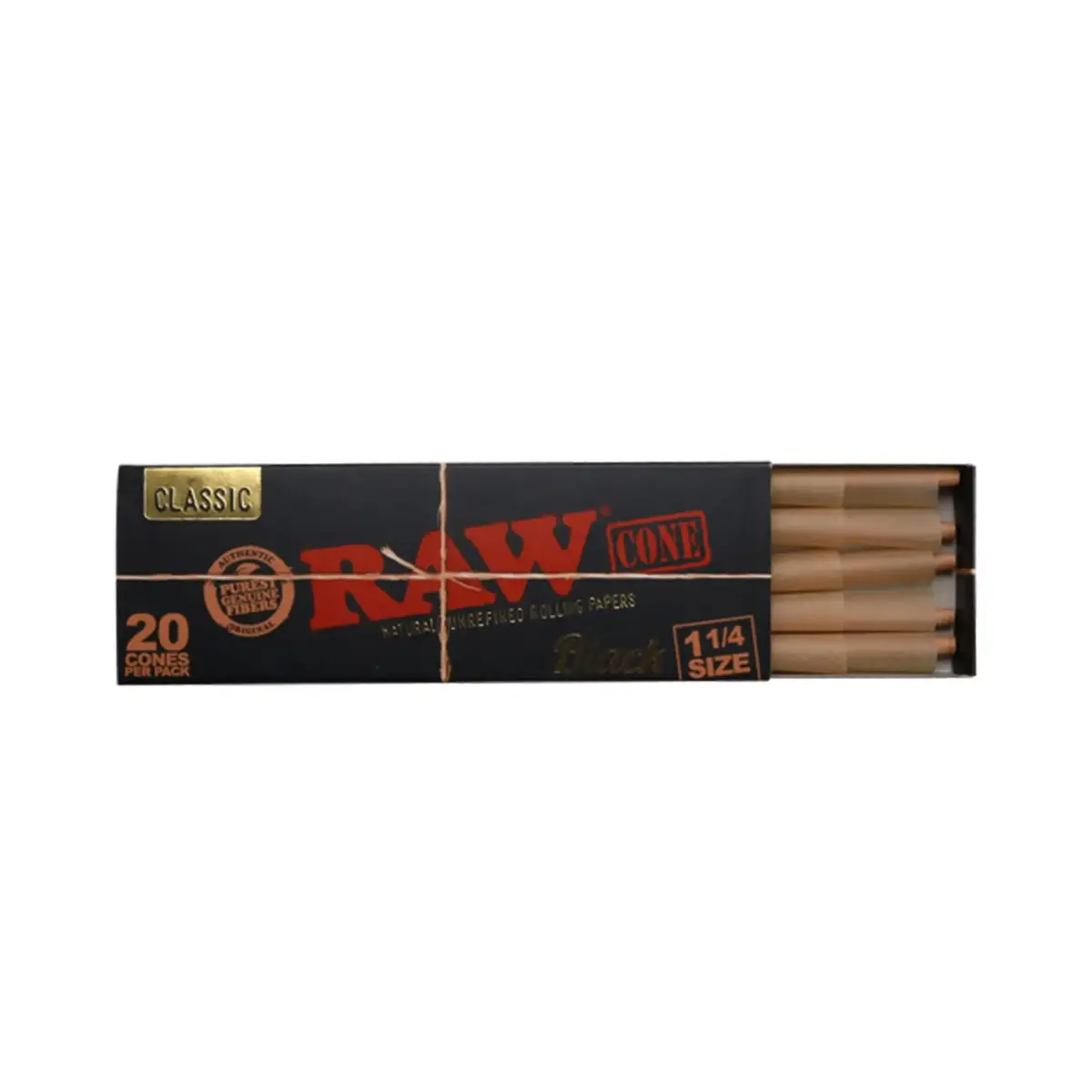 RAW | Black Classic - 1 1/4 Pre Rolled Cone - Image 1