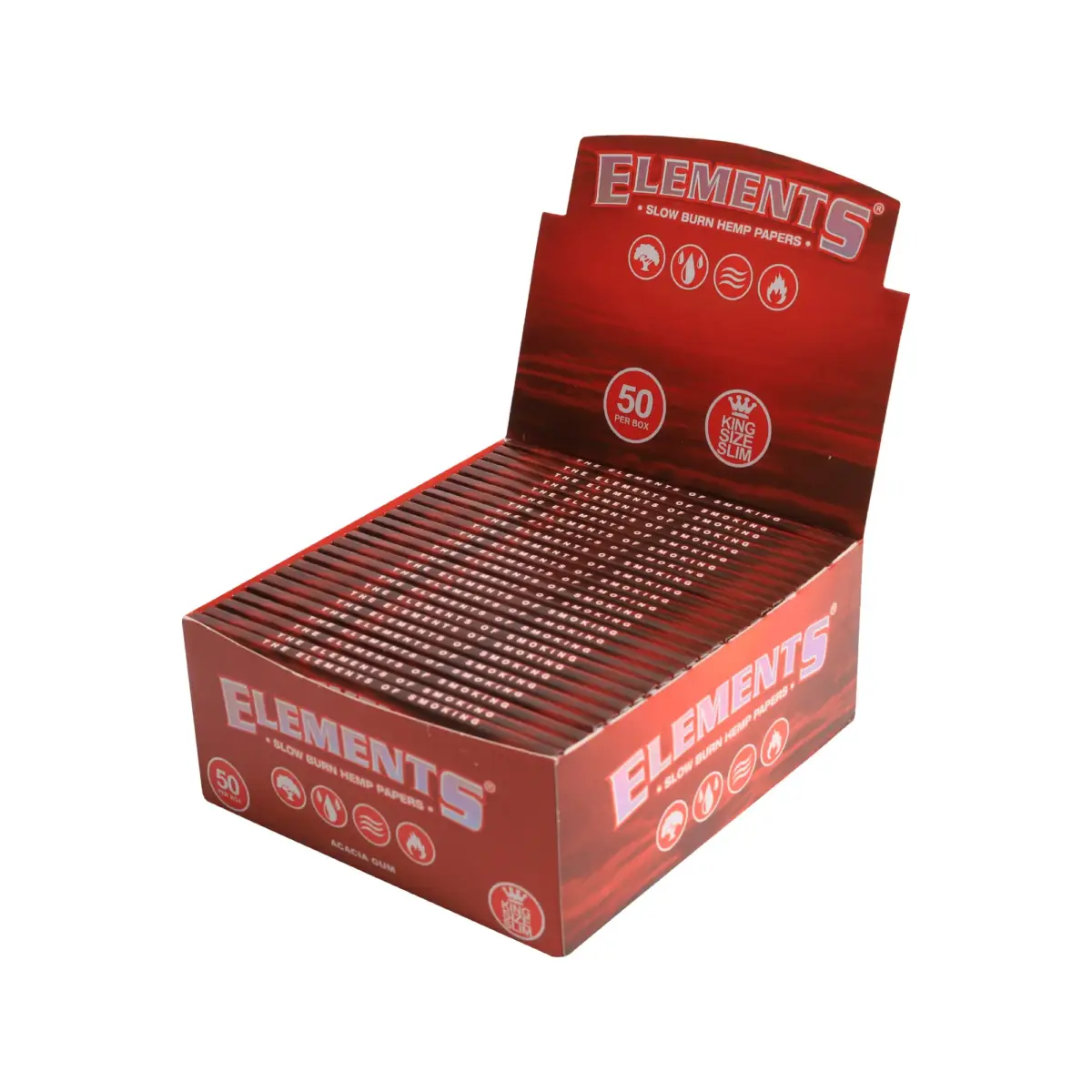 Elements | Red Hemp - KSS Rolling Paper | 50pcs - Image 1