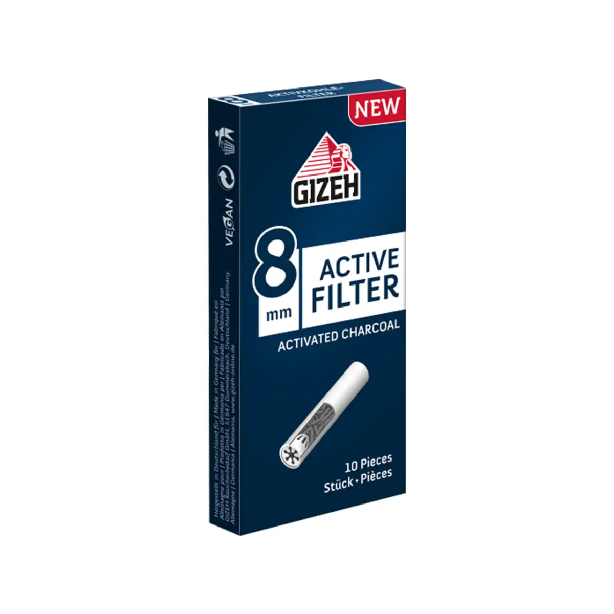 Gizeh | 8mm - Active Carbon Filter - Black x10 | 25pcs - Image 2