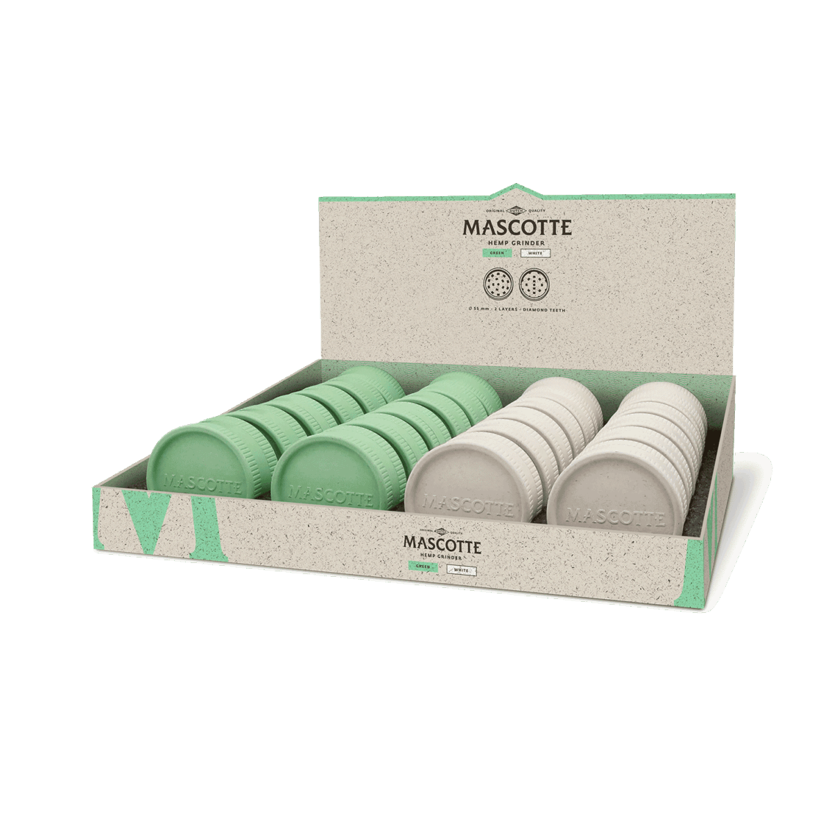 Mascotte | 55mm Bio Degradable - Hemp Grinder | 24pcs - Image 1