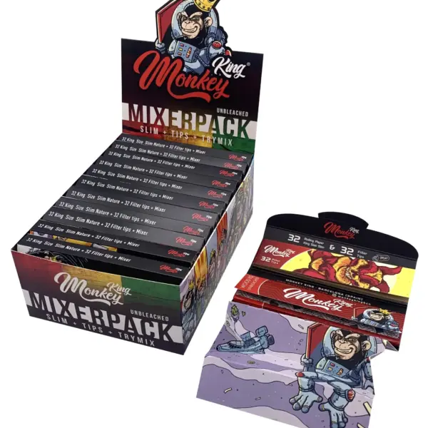 Monkey King | Mixer Pack - KSS Rolling Paper w/ Tip & Tray | 24pcs