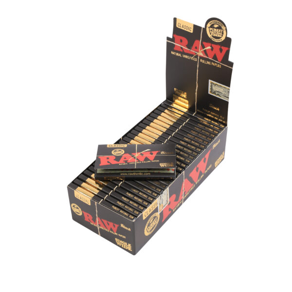 RAW | Black Classic - Single Wide Double Window Rolling Paper | 25pcs