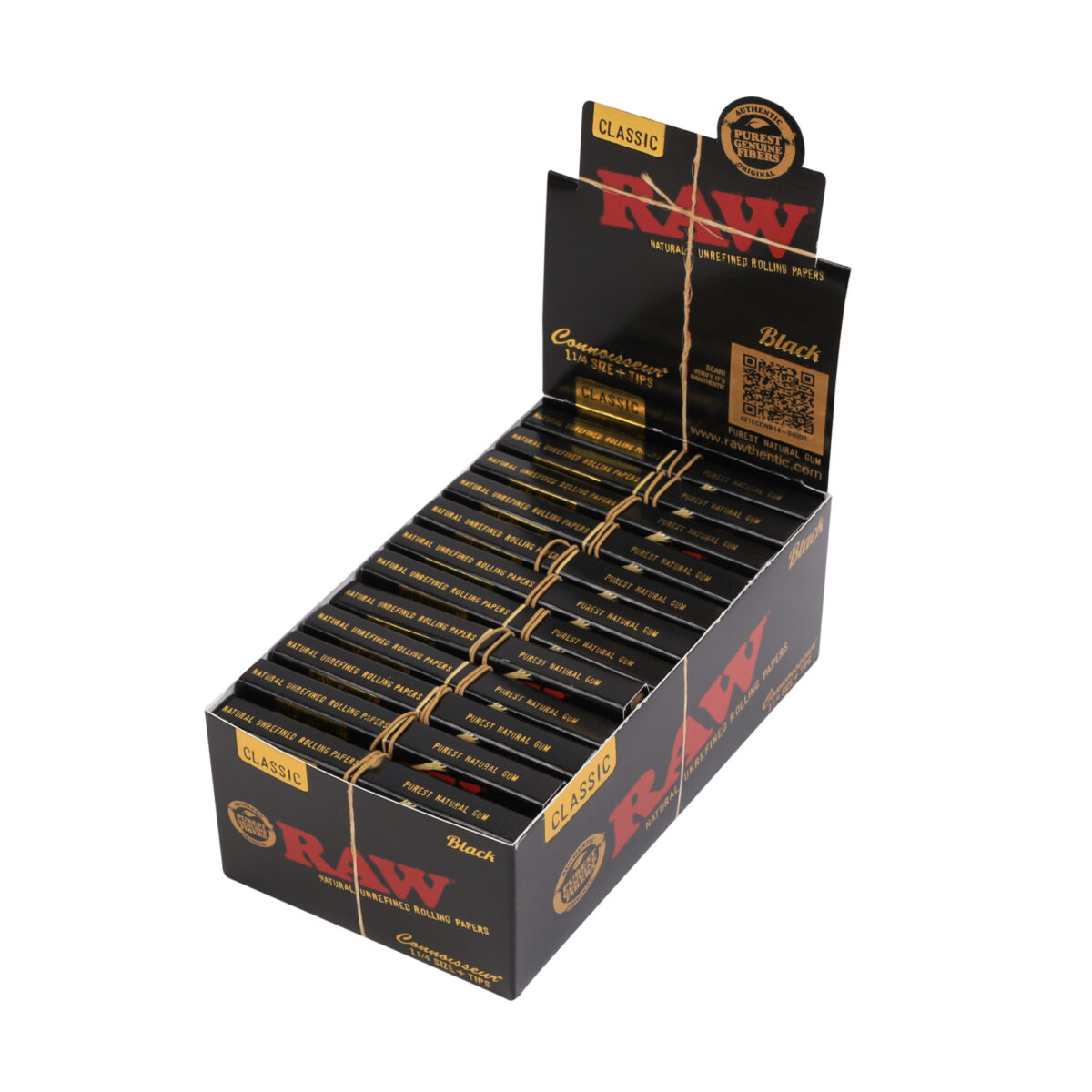 RAW | Black Classic Connoisseur - 1 1/4 Rolling Paper w/ Tip | 24pcs - Image 4