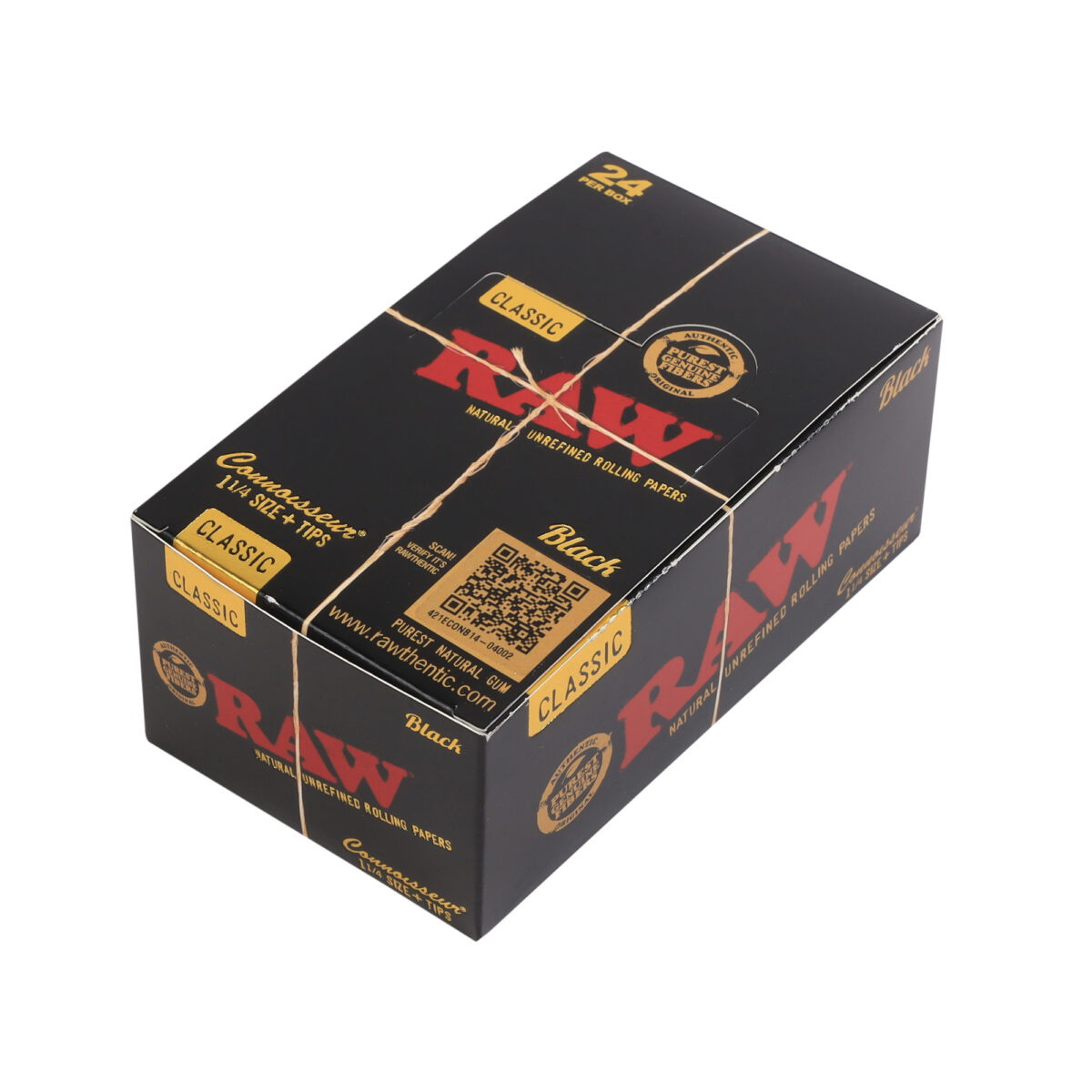 RAW | Black Classic Connoisseur - 1 1/4 Rolling Paper w/ Tip | 24pcs - Image 5