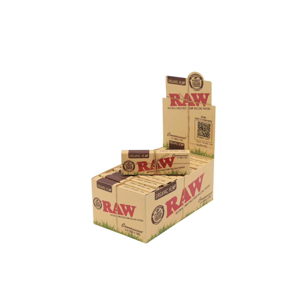 RAW | Organic Connoisseur - 1 1/4 Rolling Paper w/ Tip | 24pcs - Image 1