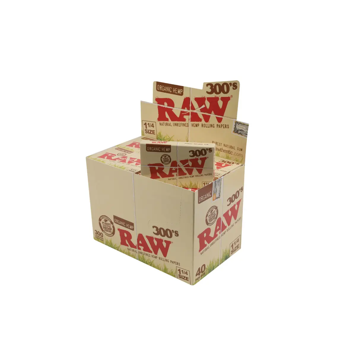 RAW | Organic - 1 1/4 Rolling Paper x300 | 40pcs - Image 1