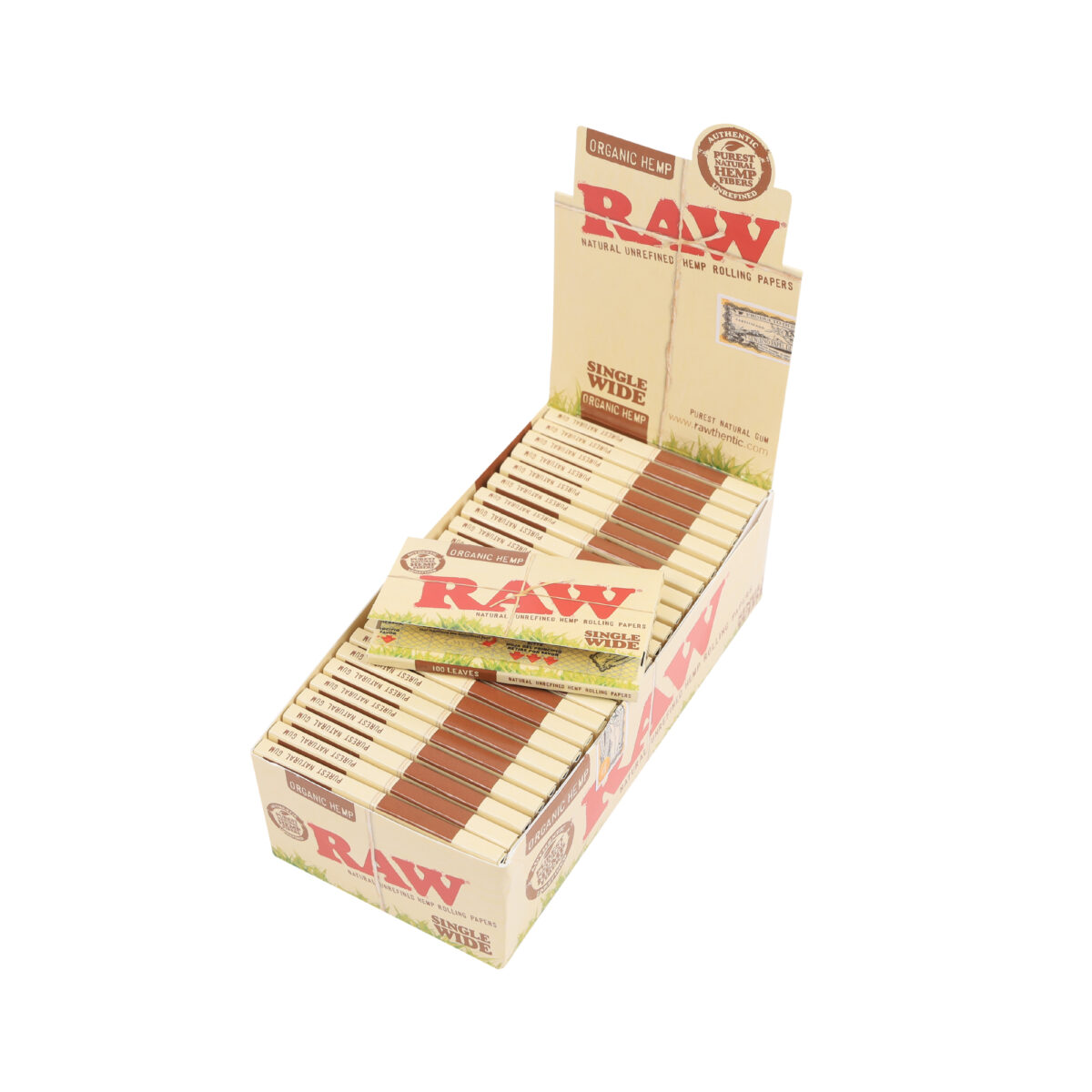 RAW | Organic - Single Wide Double Window Rolling Paper | 25pcs - Image 1