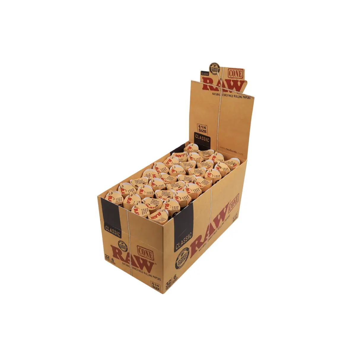 RAW | Classic - 1 1/4 Pre Rolled Cone | 32pcs - Image 1
